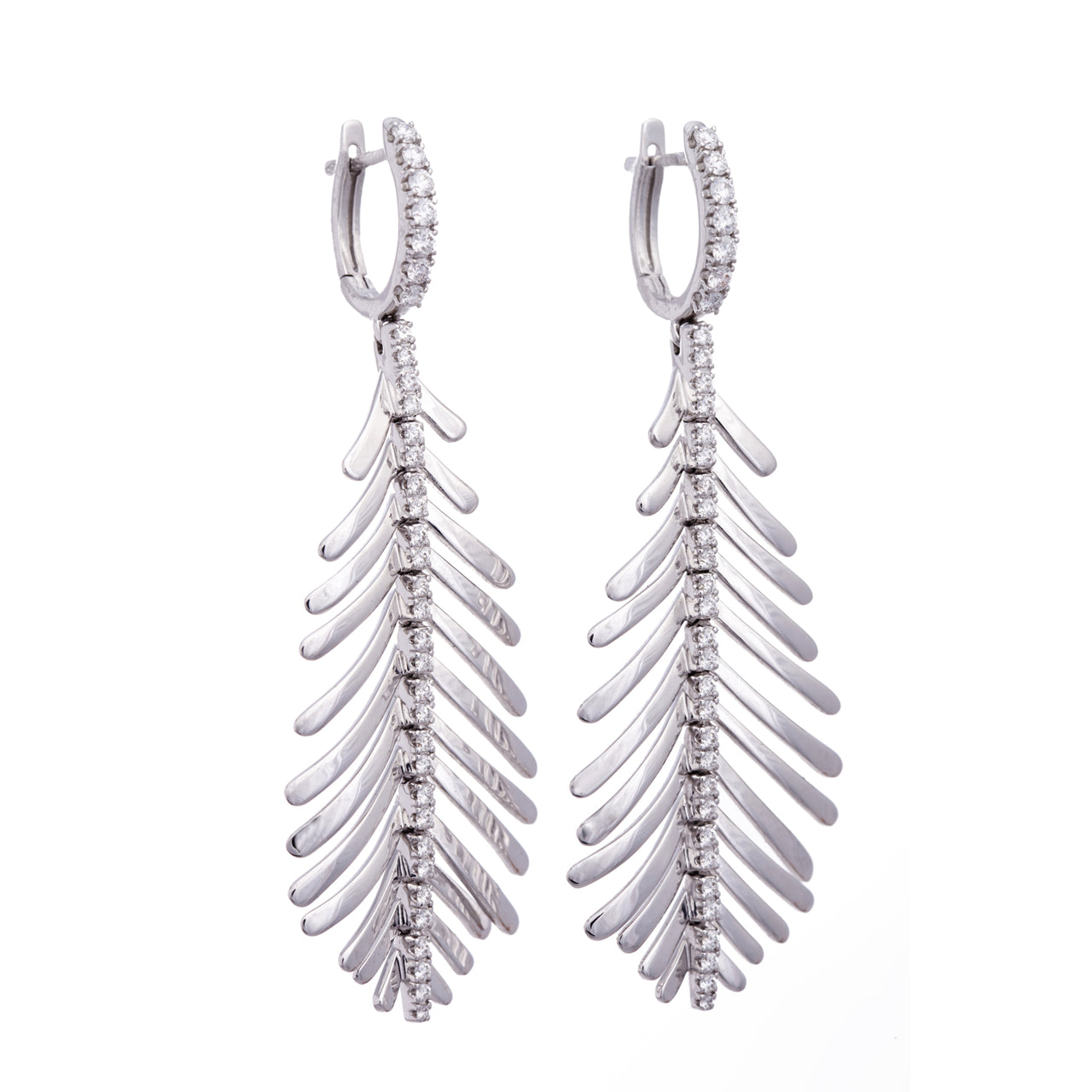 Plume Earrings with Diamond Spine