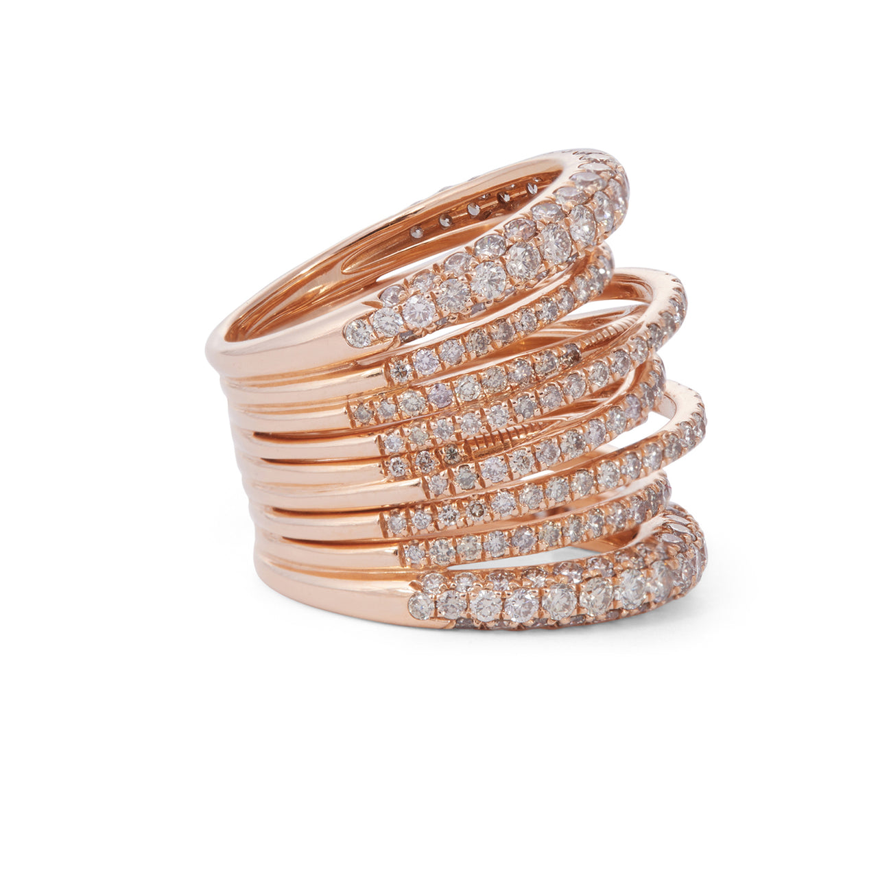 Tall Scribble Ring with Cognac Diamonds