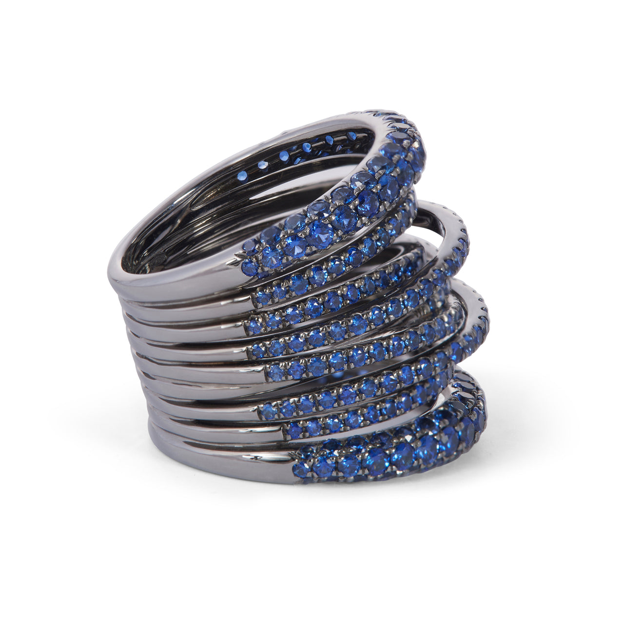 Tall Scribble Ring with Sapphires