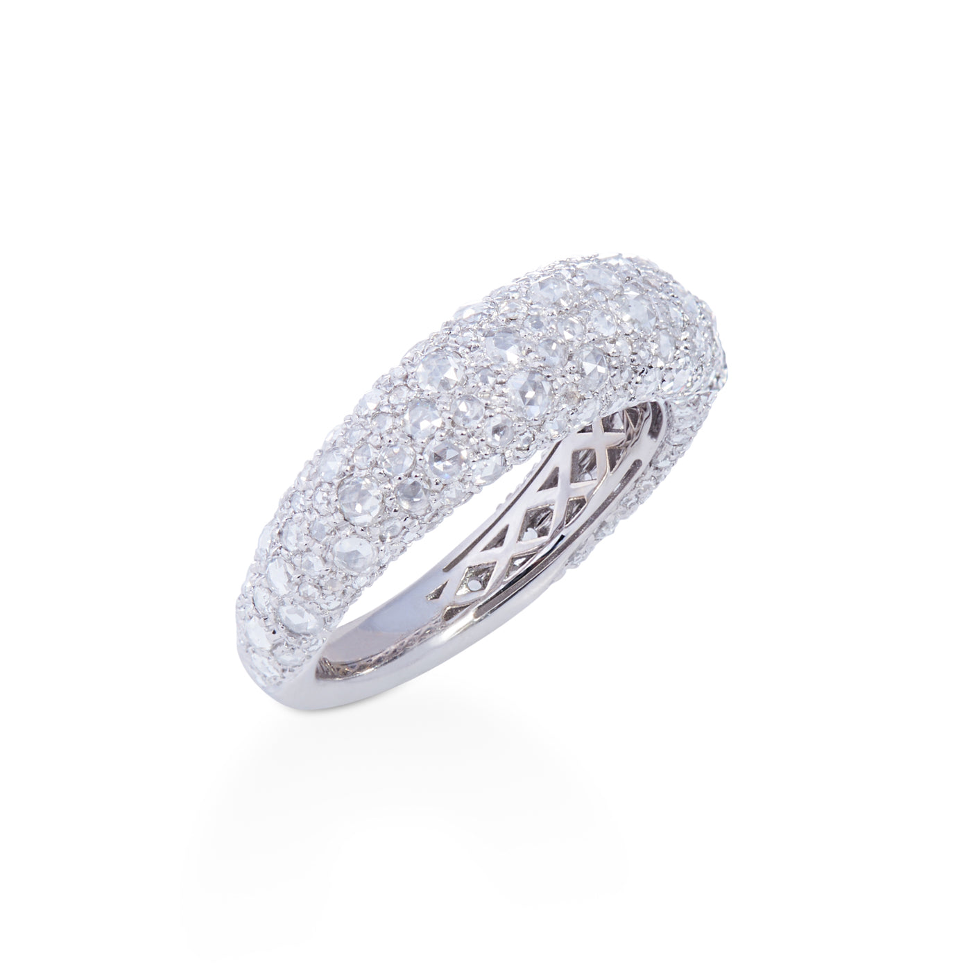 Domed Rosebud Ring with Diamonds | White Gold | Rings