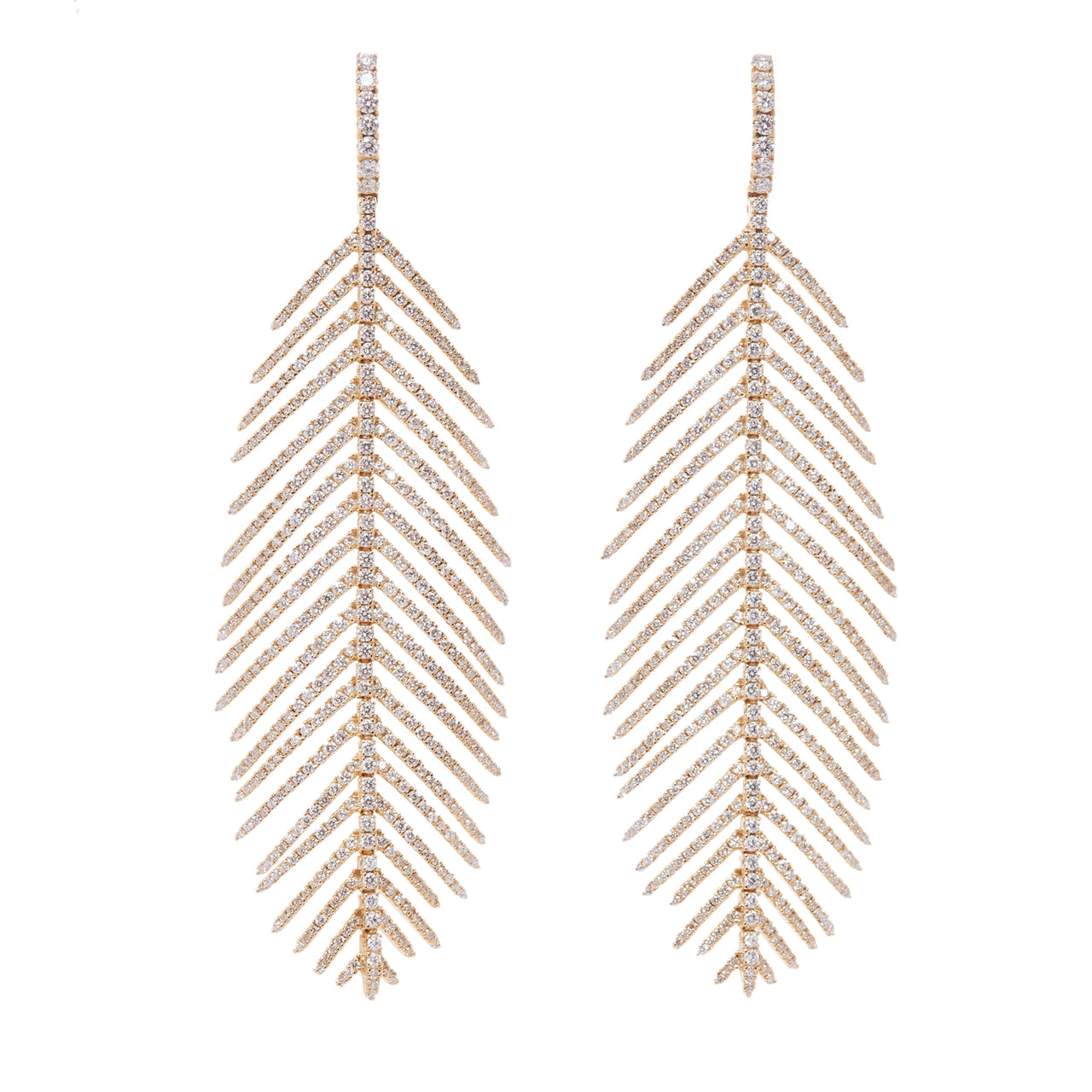 Feathers That Move Earrings with Diamond Pavé
