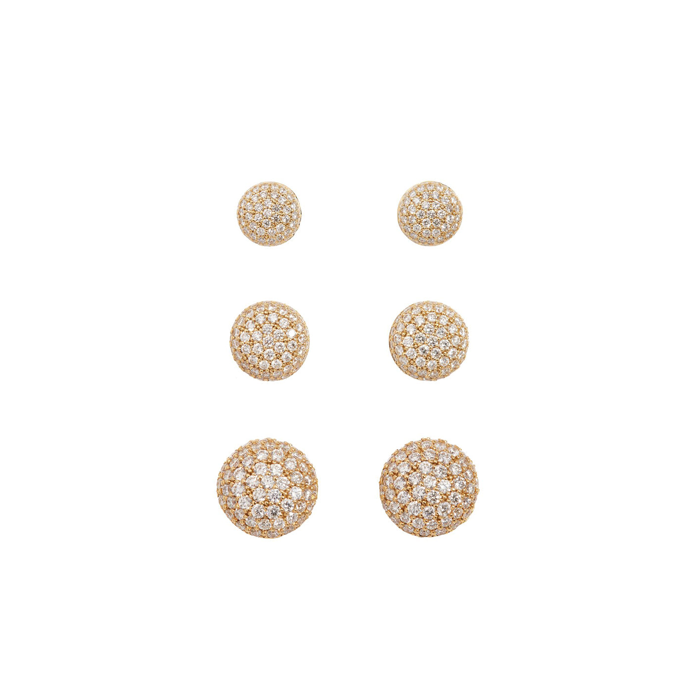 Perfect Pavé Button Earrings with Diamonds | Yellow Gold Diamond Pavé / Small | Earrings