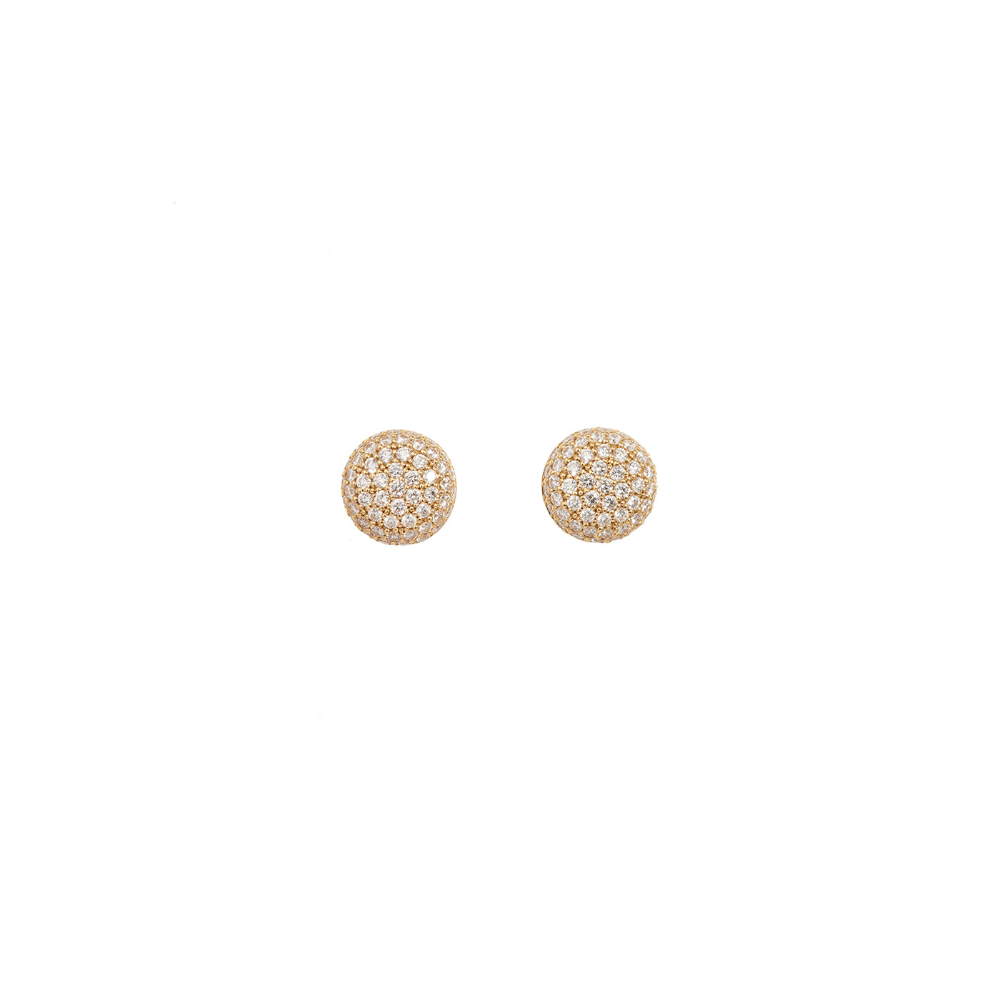 Perfect Pavé Button Earrings with Diamonds | Yellow Gold Diamond Pavé / Medium | Earrings